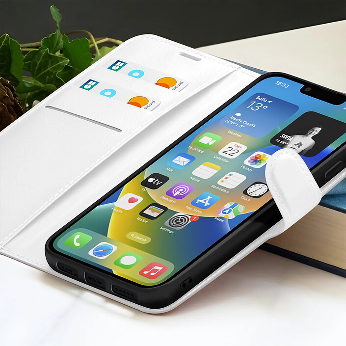 Acheter Zanaé Étui Portefeuille pour iPhone 14 Support et Languette Magnétique Blanc