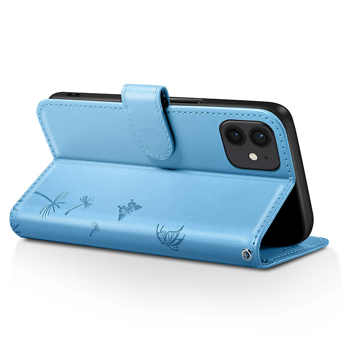 Avis Zanaé Étui Portefeuille pour iPhone 12 / 12 Pro Premium Design Fleurs Papillon Bleu clair