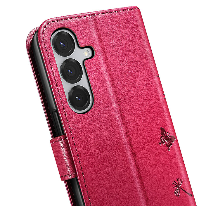 Zanaé Étui Portefeuille pour Galaxy S24 / S25 Premium Design Fleurs Papillon Rouge pas cher