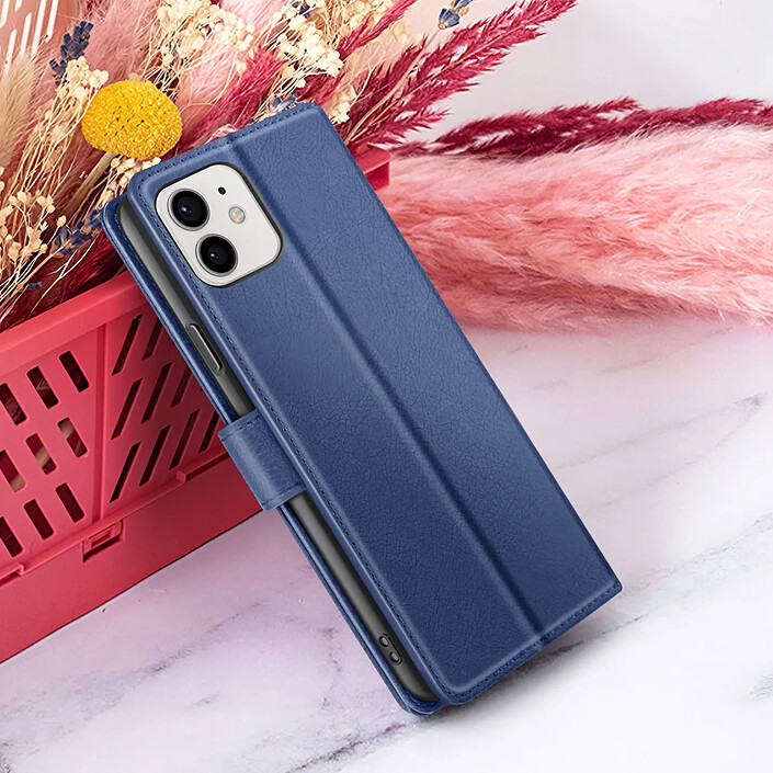 Zanaé Étui Portefeuille pour iPhone 12 et 12 Pro Support et Languette Magnétique Bleu nuit pas cher
