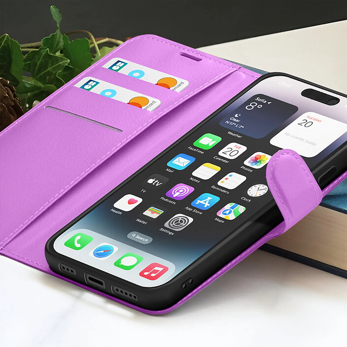 Acheter Zanaé Étui Portefeuille pour iPhone 14 Pro Support et Languette Magnétique Violet