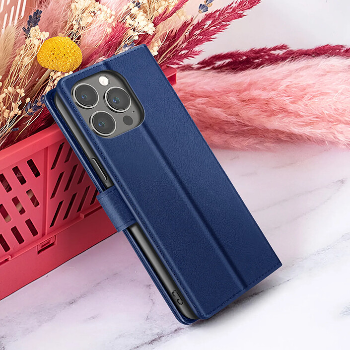 Zanaé Étui Portefeuille pour iPhone 13 Pro Max Support et Languette Magnétique Bleu nuit pas cher