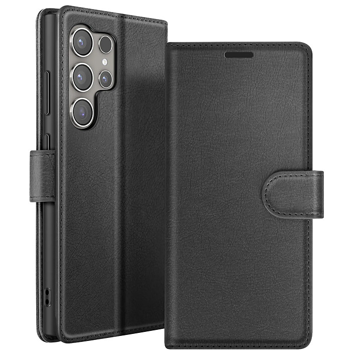 Zanaé Étui Portefeuille pour Galaxy S24 Ultra avec Support et Languette Magnétique Noir