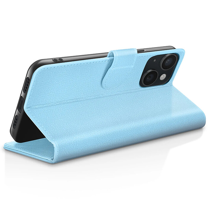 Avis Zanaé Étui Portefeuille pour iPhone 15 Support et Languette Magnétique Bleu clair