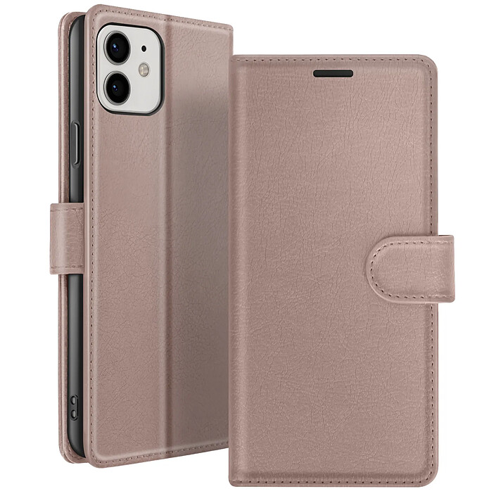 Zanaé Étui Portefeuille pour iPhone 12 et 12 Pro Support et Languette Magnétique Taupe