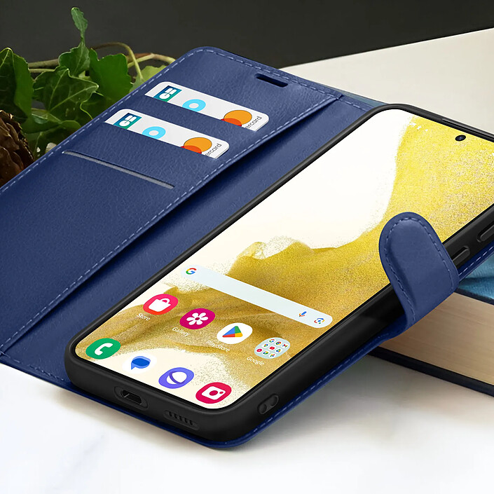 Acheter Zanaé Étui Portefeuille pour Samsung Galaxy S22 Support et Languette Bleu nuit