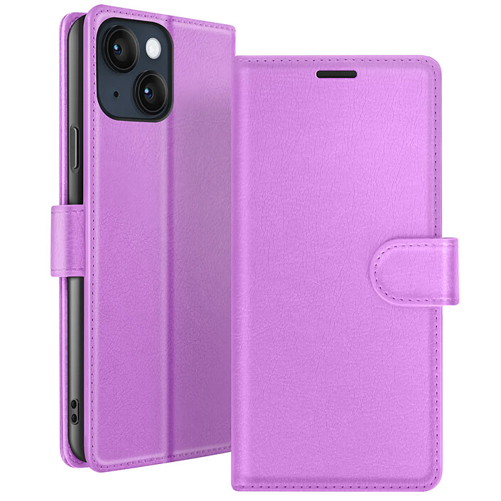 Zanaé Étui Portefeuille pour iPhone 14 Plus Support et Languette Magnétique Violet