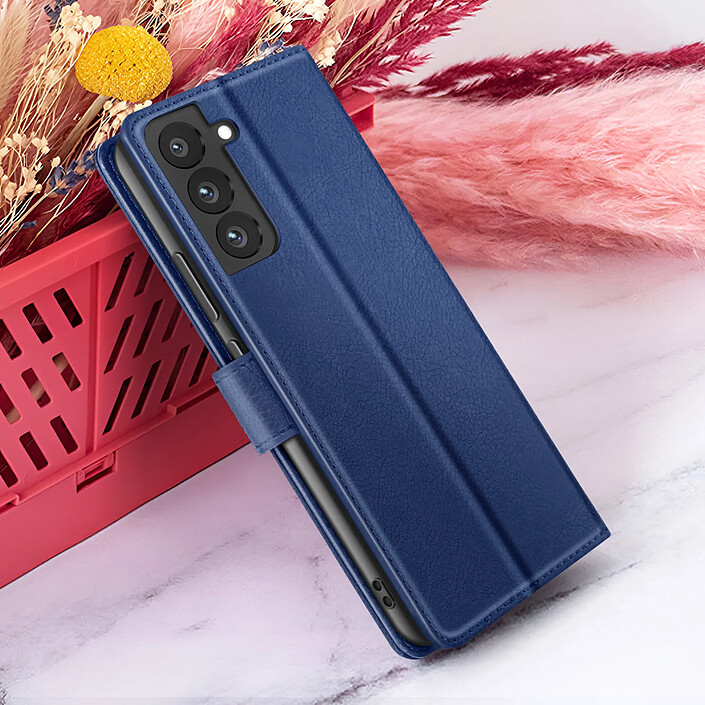 Zanaé Étui Portefeuille pour Samsung Galaxy S22 Support et Languette Bleu nuit pas cher