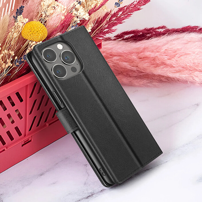 Zanaé Étui Portefeuille pour iPhone 13 Pro Max Support et Languette Magnétique Noir pas cher