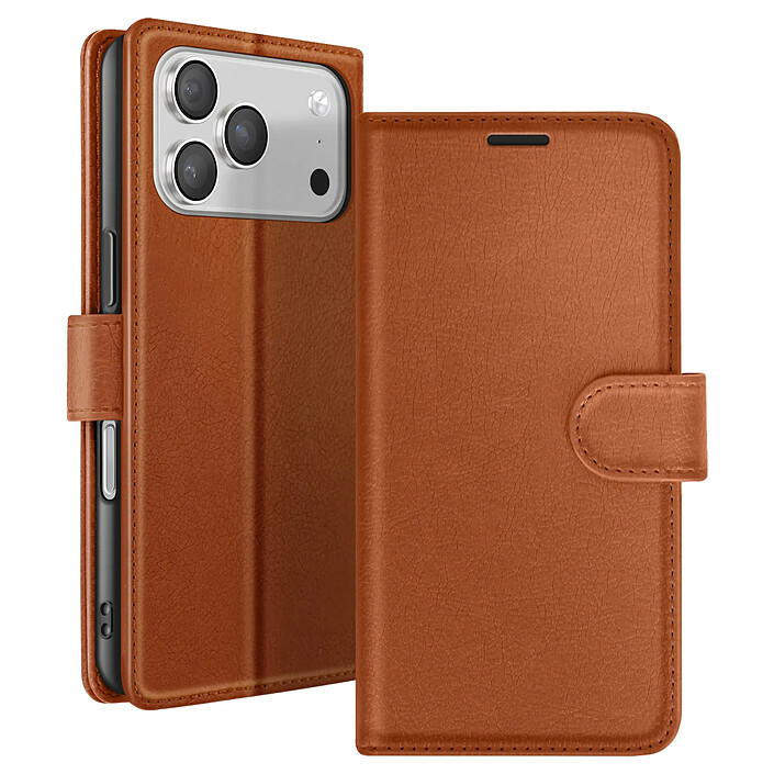 Zanaé Étui Portefeuille pour iPhone 17 Pro Max avec Support et Languette Magnétique Marron