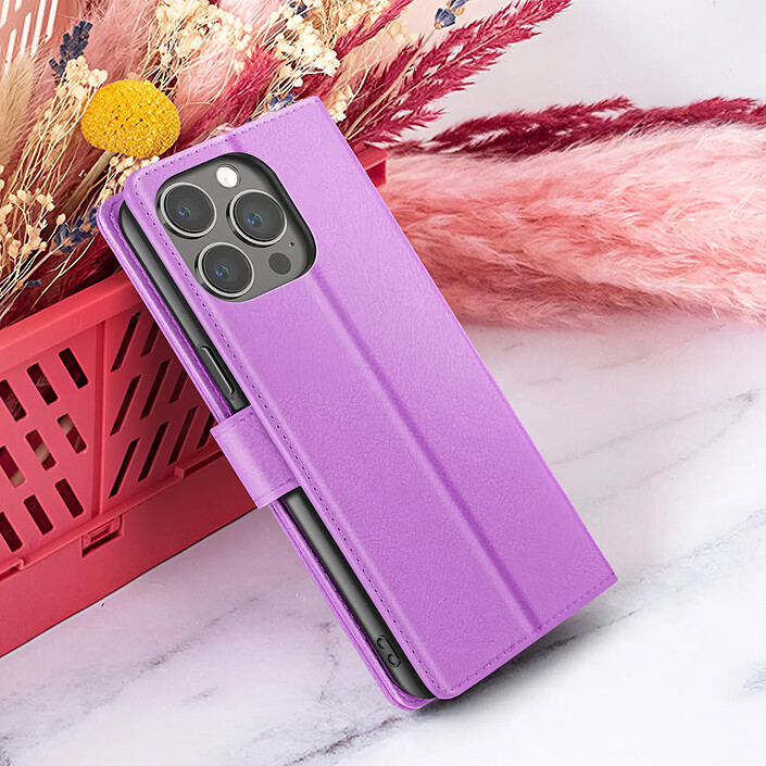 Zanaé Étui Portefeuille pour iPhone 13 Pro Max Support et Languette Magnétique Violet pas cher
