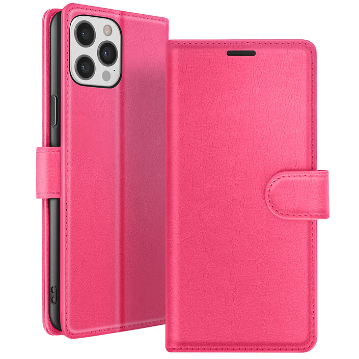 Zanaé Étui Portefeuille pour iPhone 12 Pro Max avec Support et Languette Magnétique Fuchsia