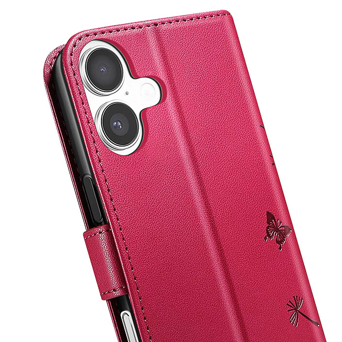 Zanaé Étui Portefeuille pour iPhone 17 Premium Design Fleurs Papillon Rouge pas cher