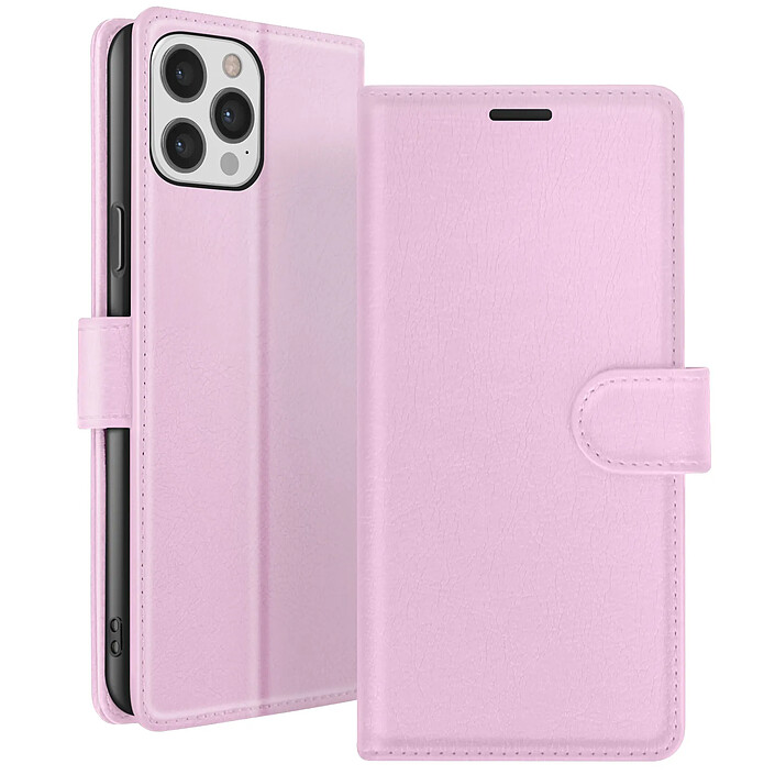 Zanaé Étui Portefeuille pour iPhone 12 Pro Max avec Support et Languette Magnétique Rose