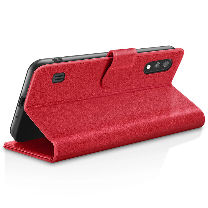 Avis Zanaé Étui Portefeuille pour Galaxy A01 avec Fonction Support et Languette Magnétique Rouge