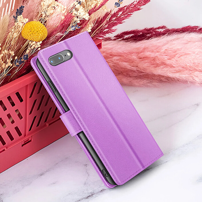 Zanaé Étui Portefeuille pour iPhone 8 Plus / 7 Plus Support et Languette Magnétique Violet pas cher