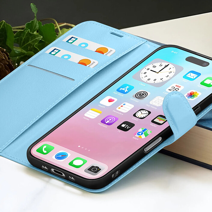 Acheter Zanaé Étui Portefeuille pour iPhone 17 Air Fonction Support et Languette Magnétique Bleu clair