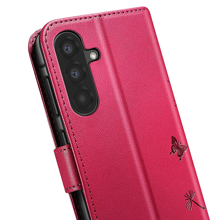 Zanaé Étui Portefeuille pour Galaxy A56 / A36 Premium Design Fleurs Papillon Rouge pas cher