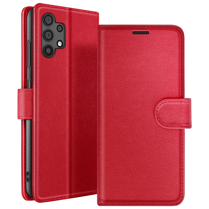 Zanaé Étui Portefeuille pour Galaxy A32 4G avec Support et Languette Magnétique Rouge