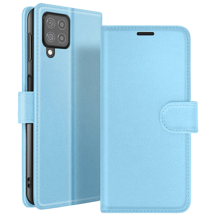Zanaé Étui Portefeuille pour Galaxy M22 / M32 / A22 Support et Languette Magnétique Bleu clair
