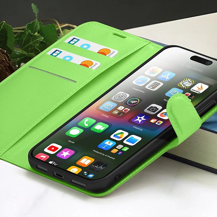 Acheter Zanaé Étui Portefeuille pour Apple iPhone 15 Plus Support et Languette Vert