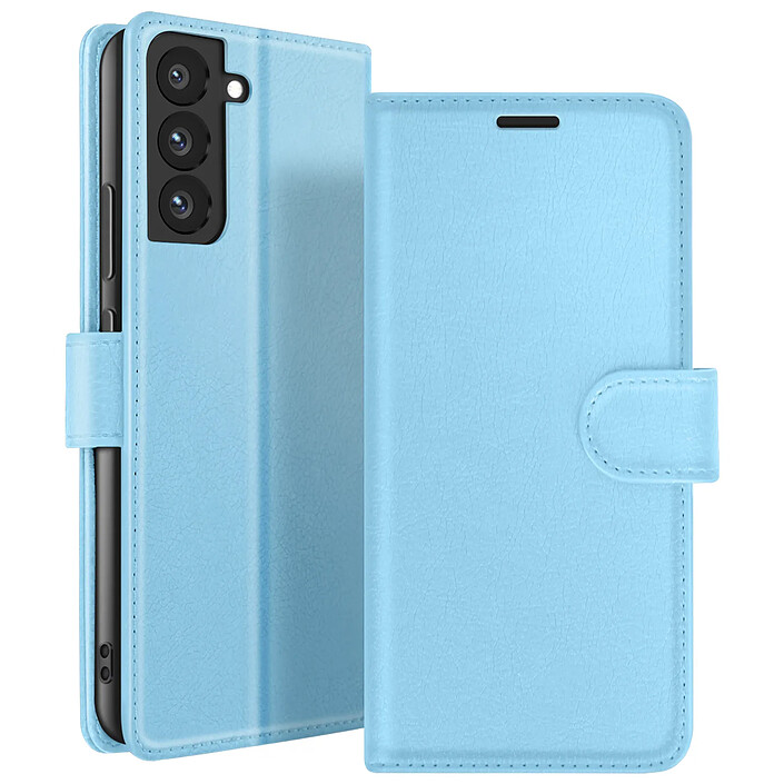 Zanaé Étui Portefeuille pour Samsung Galaxy S22 Support et Languette Bleu ciel