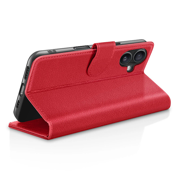 Avis Zanaé Étui Portefeuille pour iPhone 16 Support et Languette Magnétique Rouge