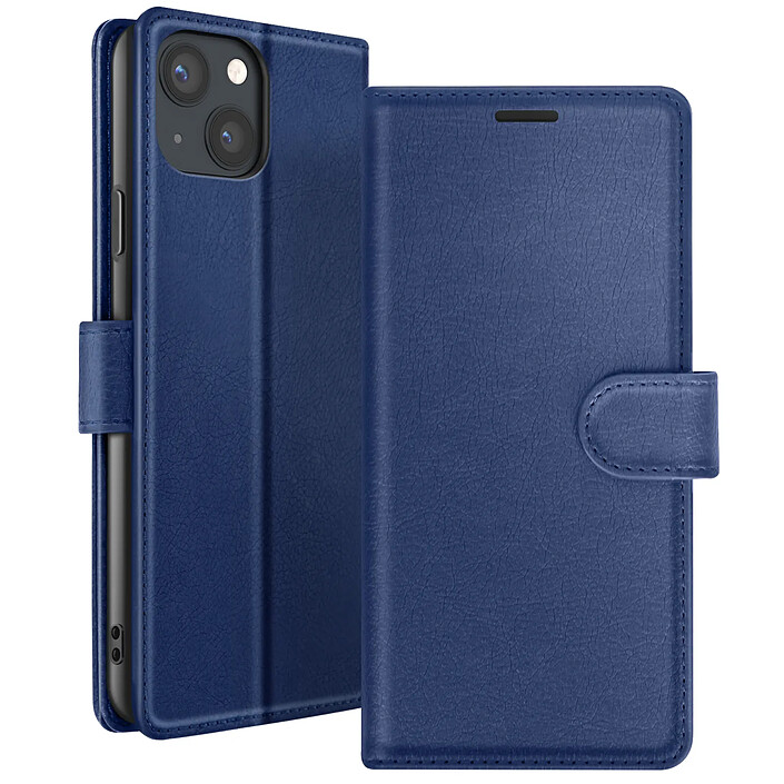Zanaé Étui Portefeuille pour iPhone 13 Support et Languette Magnétique Bleu nuit