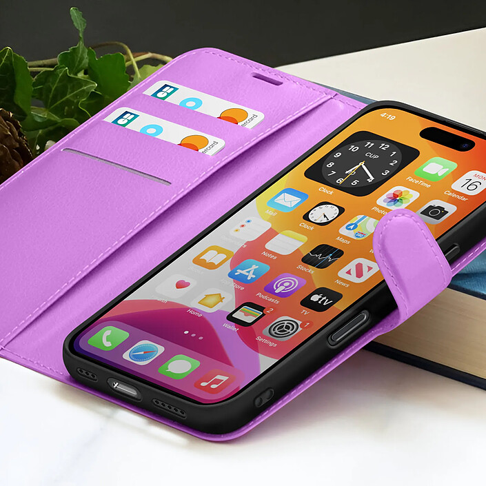 Acheter Zanaé Étui Portefeuille pour iPhone 16 Pro Max avec Support et Languette Magnétique Violet