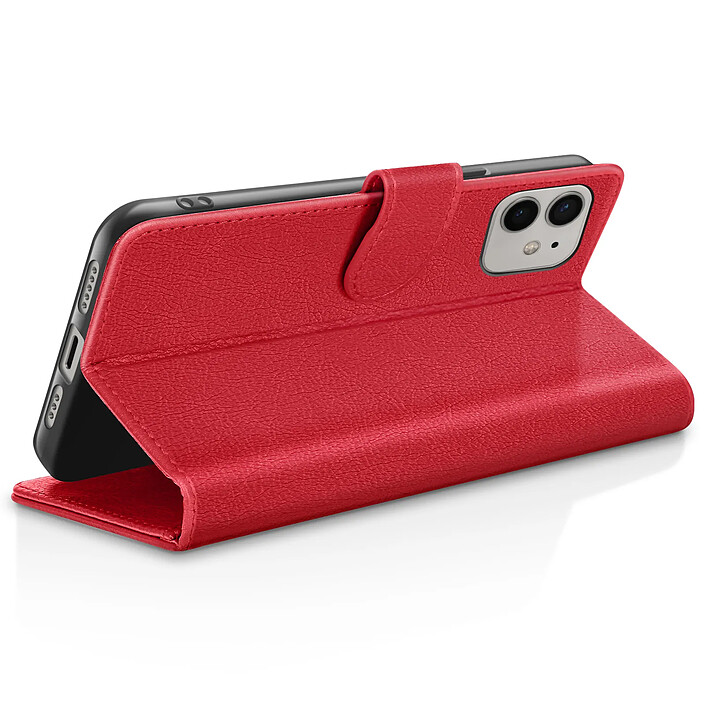 Avis Zanaé Étui Portefeuille pour iPhone 12 et 12 Pro Support et Languette Magnétique Rouge