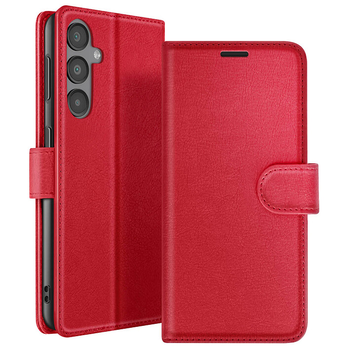 Zanaé Étui Portefeuille pour Galaxy A16 avec Fonction Support et Languette Magnétique Rouge