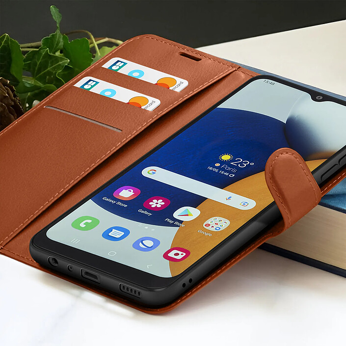 Acheter Zanaé Étui Portefeuille pour Galaxy A03 avec Fonction Support et Languette Magnétique Marron