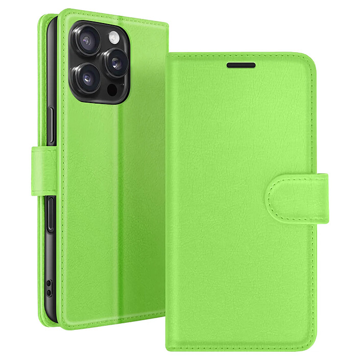 Zanaé Étui Portefeuille pour iPhone 16 Pro Max avec Support et Languette Magnétique Vert