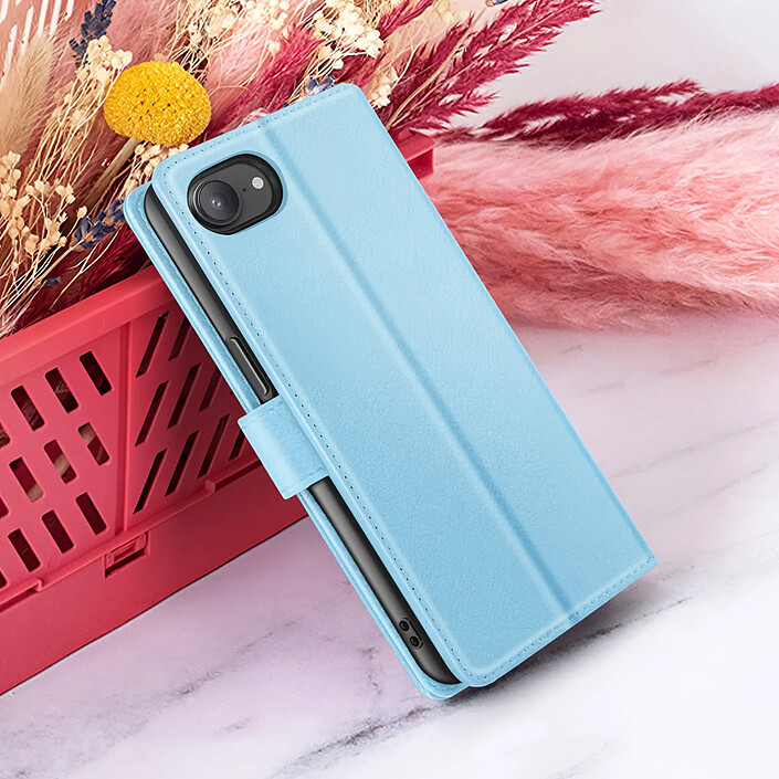 Zanaé Étui Portefeuille pour iPhone 16e Support et Languette Magnétique Bleu clair pas cher