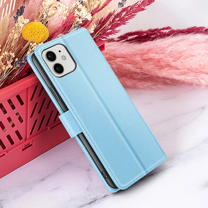 Zanaé Étui Portefeuille pour iPhone 12 et 12 Pro Support et Languette Magnétique Bleu clair pas cher