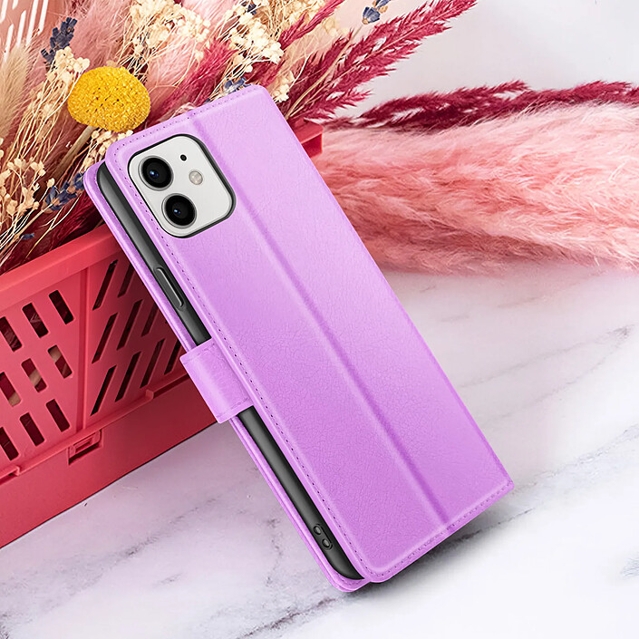 Zanaé Étui Portefeuille pour iPhone 12 et 12 Pro Support et Languette Magnétique Violet pas cher