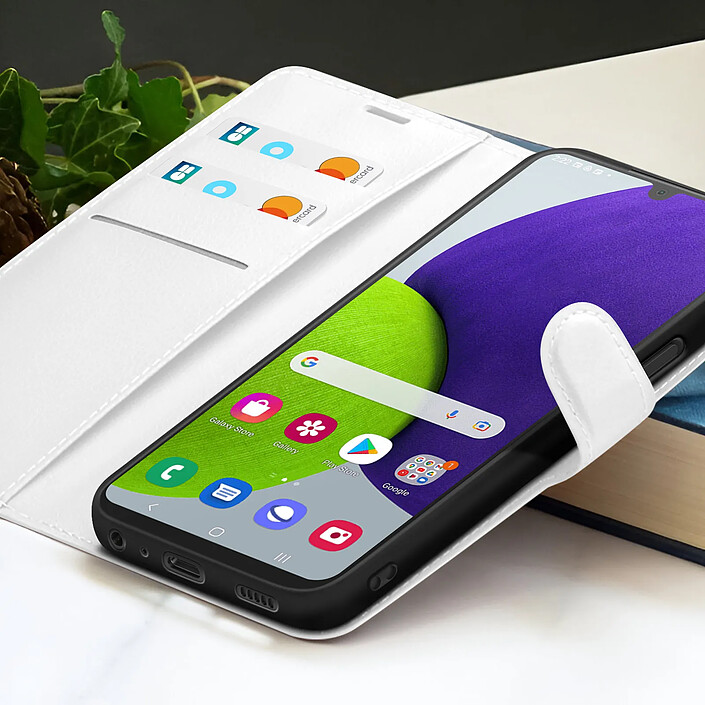 Acheter Zanaé Étui Portefeuille pour Galaxy M22 / M32 / A22 Support et Languette Magnétique Blanc