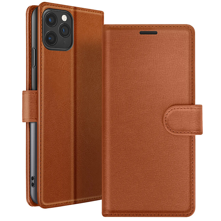 Zanaé Étui Portefeuille pour iPhone 11 Pro Support et Languette Magnétique Marron