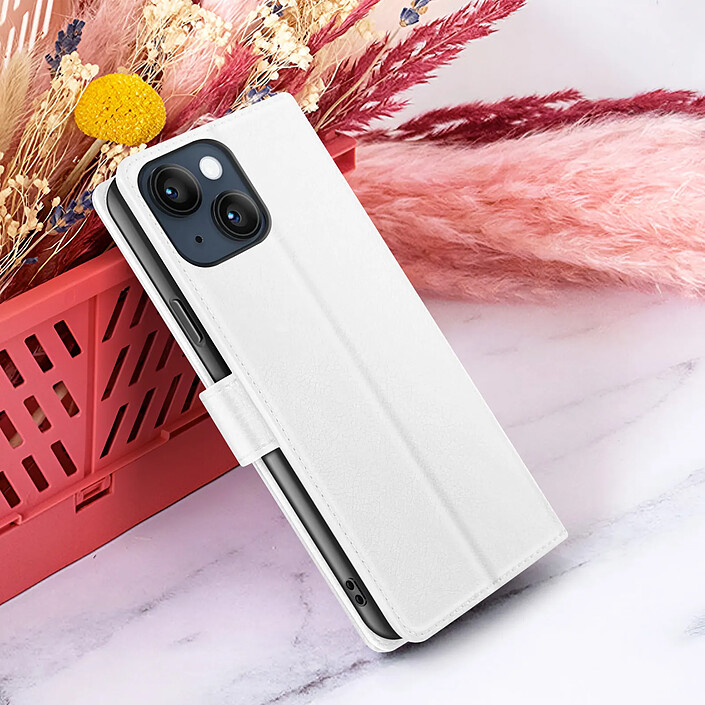 Zanaé Étui Portefeuille pour iPhone 14 Support et Languette Magnétique Blanc pas cher