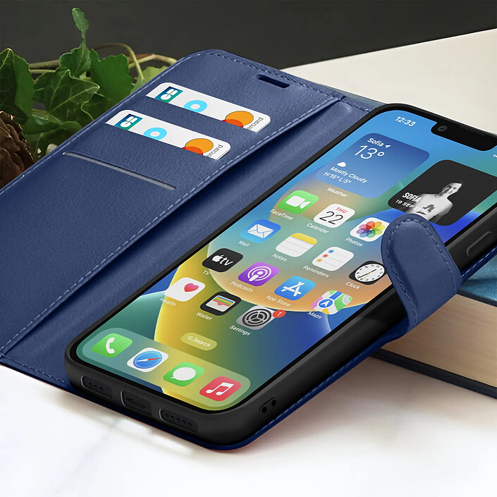 Acheter Zanaé Étui Portefeuille pour iPhone 14 Support et Languette Magnétique Bleu nuit