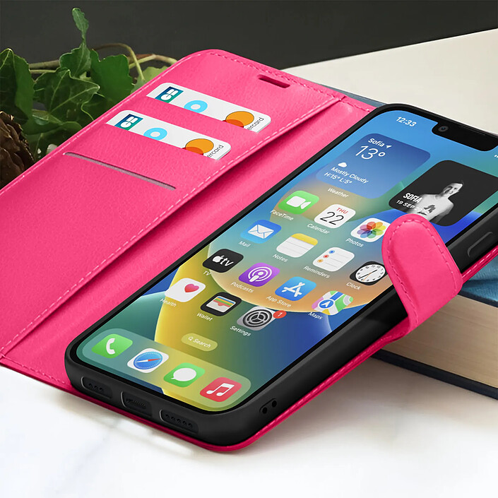 Acheter Zanaé Étui Portefeuille pour iPhone 14 Support et Languette Magnétique Fuchsia