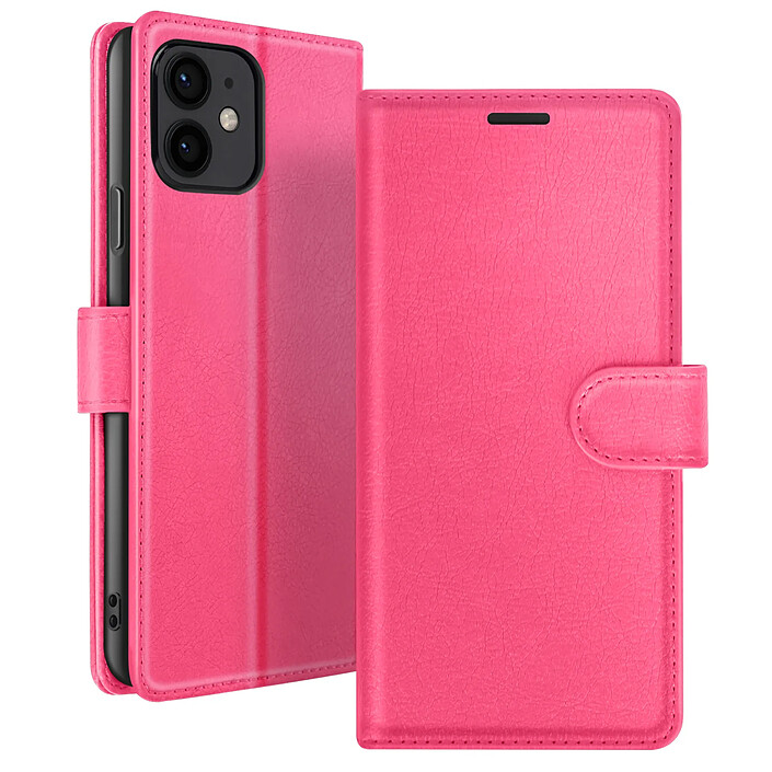 Zanaé Étui Portefeuille pour iPhone 12 mini Fonction Support et Languette Magnétique Fuchsia