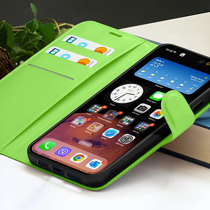 Acheter Zanaé Étui Portefeuille pour iPhone 15 Pro Fonction Support et Languette Magnétique Vert