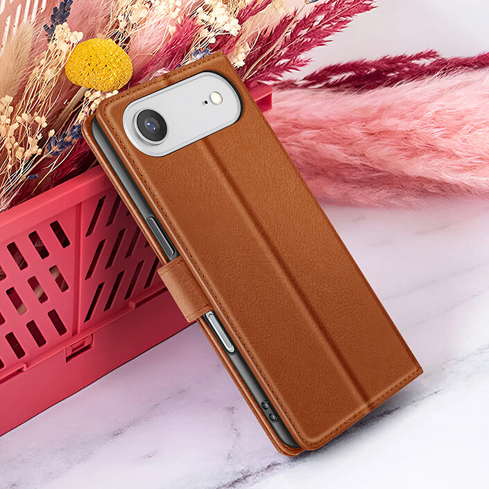 Zanaé Étui Portefeuille pour iPhone 17 Air Fonction Support et Languette Magnétique Marron pas cher