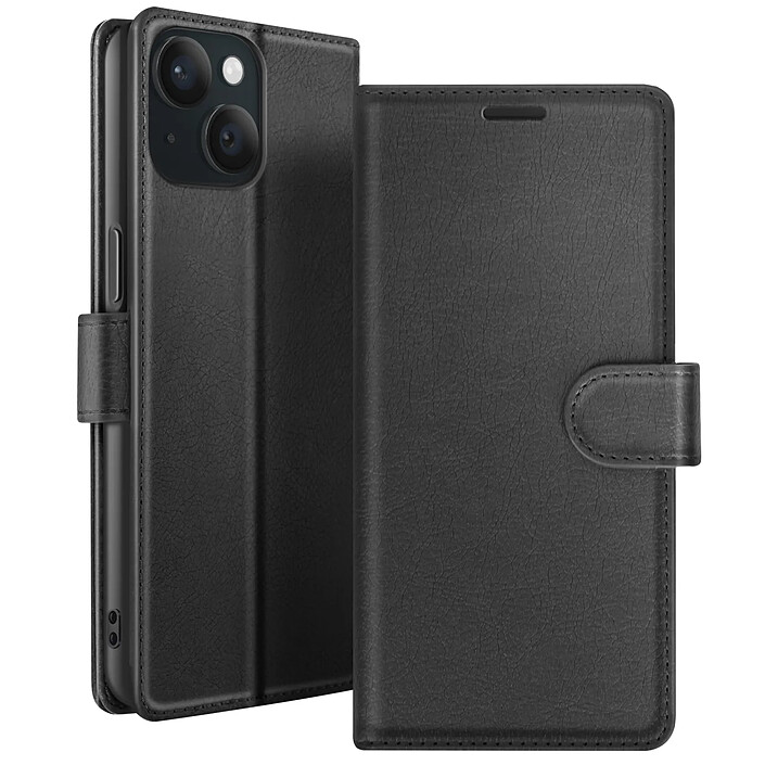 Zanaé Étui Portefeuille pour iPhone 15 Support et Languette Magnétique Noir