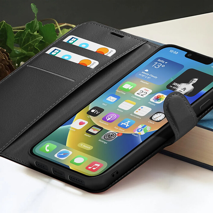 Acheter Zanaé Étui Portefeuille pour iPhone 14 Plus Support et Languette Magnétique Noir