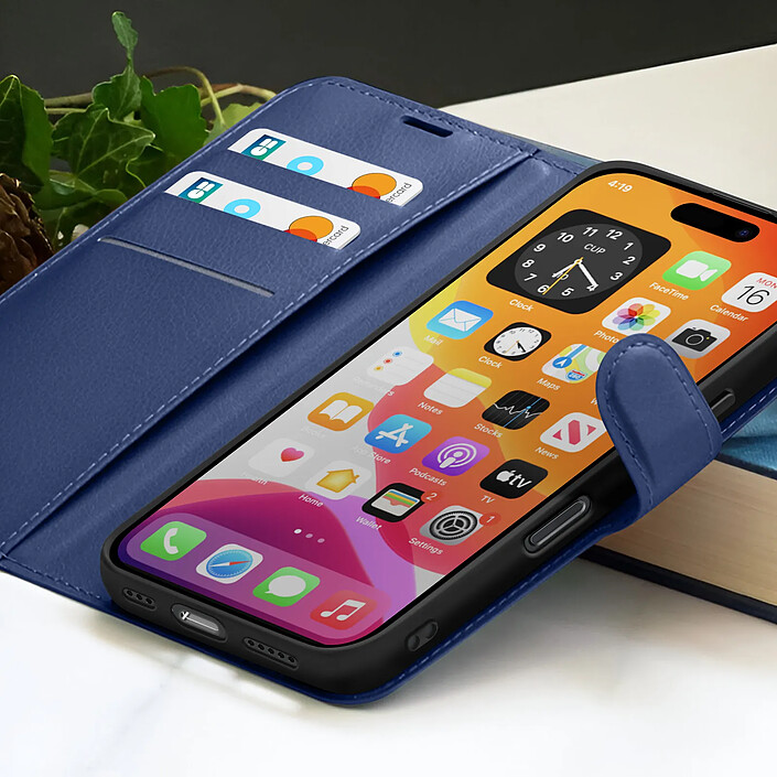 Acheter Zanaé Étui Portefeuille pour iPhone 16 Pro Max avec Support et Languette Magnétique Bleu nuit