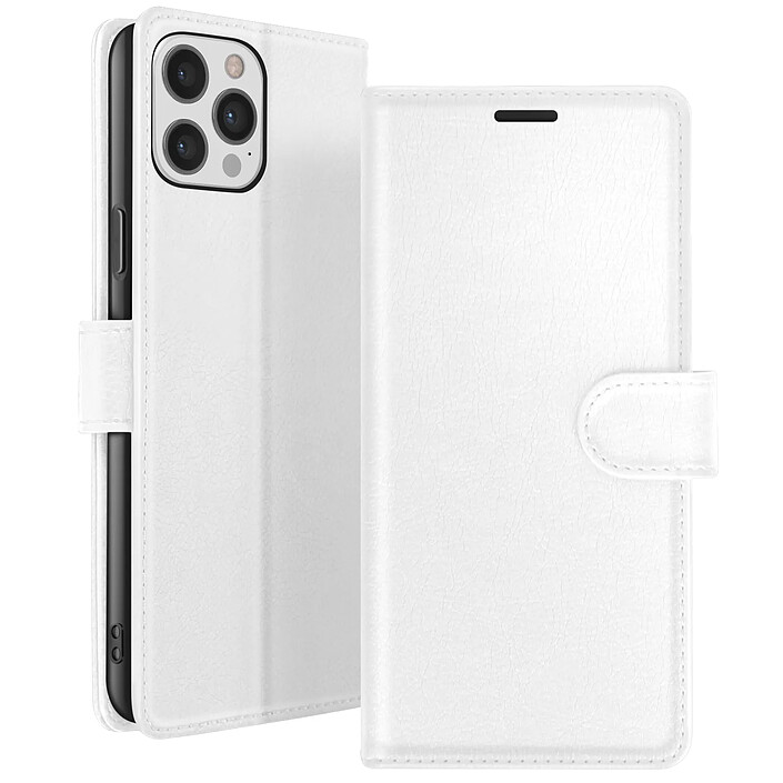 Zanaé Étui Portefeuille pour iPhone 12 Pro Max avec Support et Languette Magnétique Blanc
