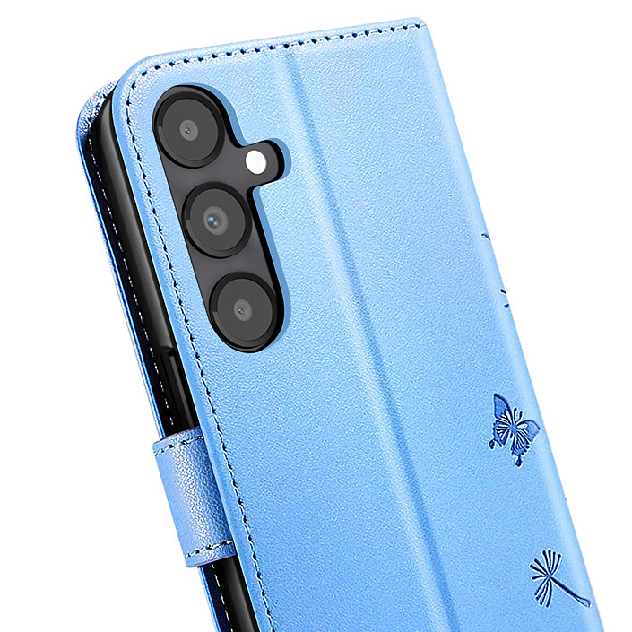 Acheter Zanaé Étui Portefeuille pour Galaxy A05s Premium Design Fleurs Papillon Bleu clair