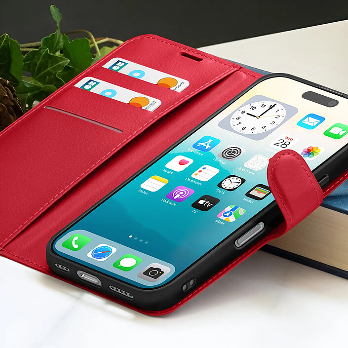 Acheter Zanaé Étui Portefeuille pour iPhone 17 Pro avec Support et Languette Magnétique Rouge